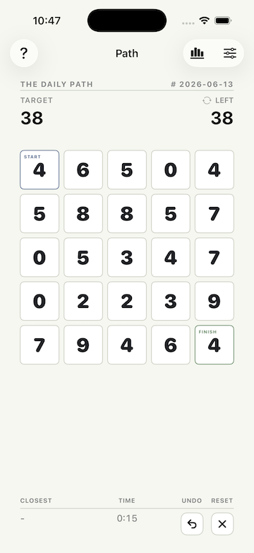 The Daily Path puzzle screen