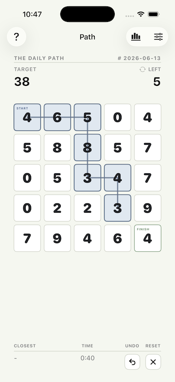 The Daily Path puzzle in progress screen