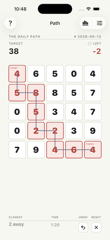 The Daily Path puzzle with incorrect solution screen