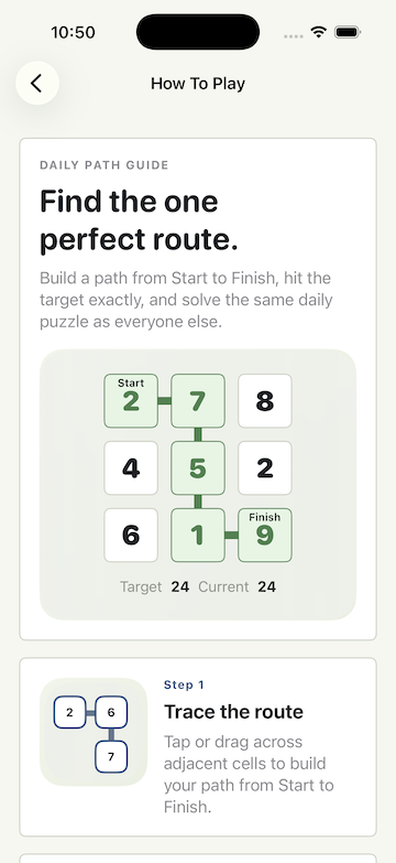 The Daily Path help screen
